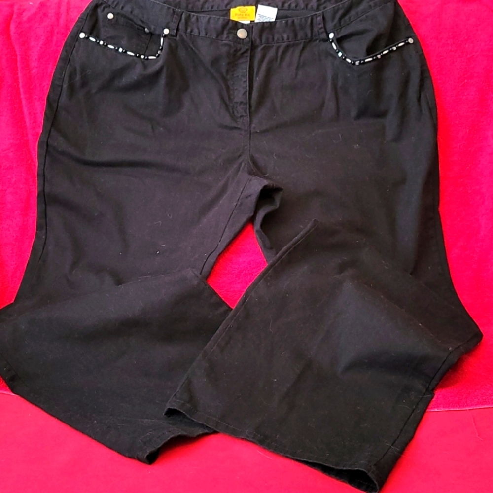 Ruby Rd. Black pants Sz 20W bead detail on pockets